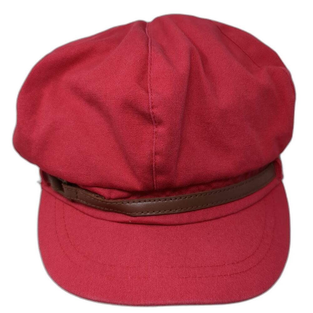Nine West Army Cap Red One Size Brown Strap Fashion Military Style Summer Hat